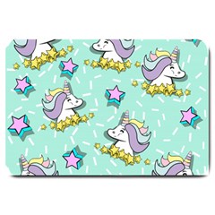 Magical Happy Unicorn And Stars Large Doormat  by Bigfootshirtshop