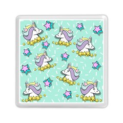 Magical Happy Unicorn And Stars Memory Card Reader (square)  by Bigfootshirtshop