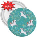 Magical Flying Unicorn Pattern 3  Buttons (10 pack)  Front