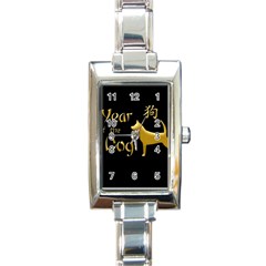 Year Of The Dog - Chinese New Year Rectangle Italian Charm Watch by Valentinaart