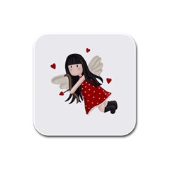 Cupid girl Rubber Square Coaster (4 pack) 