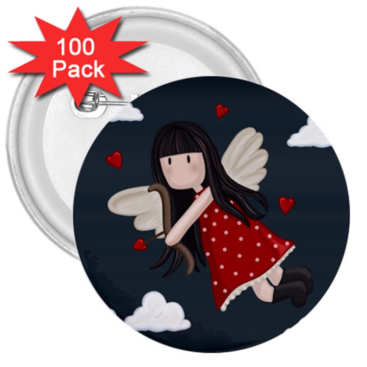 Cupid girl 3  Buttons (100 pack) 