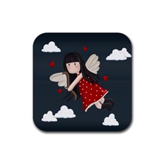 Cupid Girl Rubber Coaster (square)  by Valentinaart