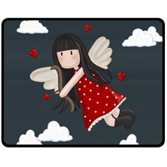 Cupid Girl Double Sided Fleece Blanket (medium)  by Valentinaart