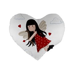 Cupid Girl Standard 16  Premium Flano Heart Shape Cushions by Valentinaart