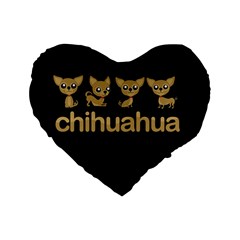 Chihuahua Standard 16  Premium Flano Heart Shape Cushions by Valentinaart