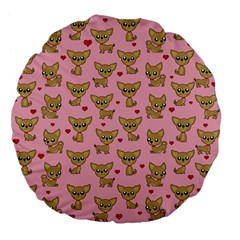 Chihuahua Pattern Large 18  Premium Flano Round Cushions by Valentinaart