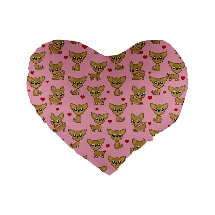 Chihuahua pattern Standard 16  Premium Flano Heart Shape Cushions