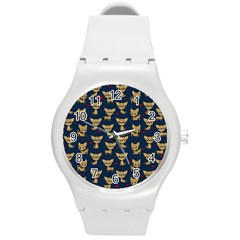 Chihuahua Pattern Round Plastic Sport Watch (m) by Valentinaart