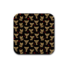 Chihuahua Pattern Rubber Square Coaster (4 Pack)  by Valentinaart