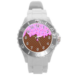 Chocolate And Strawberry Icecream Round Plastic Sport Watch (l) by jumpercat