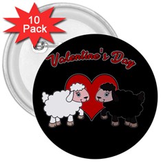 Valentines Day - Sheep  3  Buttons (10 Pack)  by Valentinaart