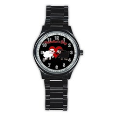 Valentines Day - Sheep  Stainless Steel Round Watch by Valentinaart