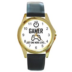 Gamer Round Gold Metal Watch by Valentinaart