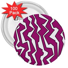 Electric Pink Polynoise 3  Buttons (100 Pack) 