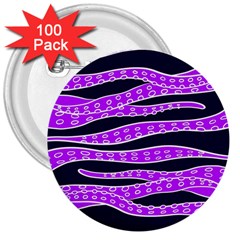 Purple Tentacles 3  Buttons (100 Pack)  by jumpercat