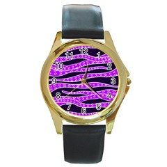 Purple Tentacles Round Gold Metal Watch by jumpercat