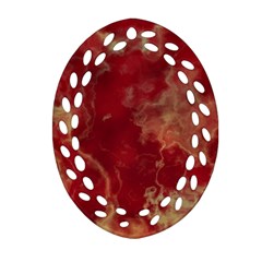 Marble Red Yellow Background Oval Filigree Ornament (two Sides) by Nexatart