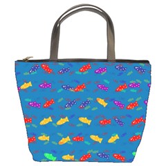 Fish Blue Background Pattern Texture Bucket Bags