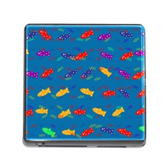 Fish Blue Background Pattern Texture Memory Card Reader (square)