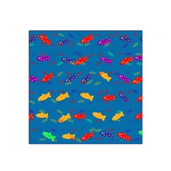 Fish Blue Background Pattern Texture Satin Bandana Scarf by Nexatart