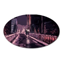 Texture Abstract Background City Oval Magnet