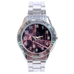 Texture Abstract Background City Stainless Steel Analogue Watch