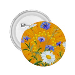 Flowers Daisy Floral Yellow Blue 2 25  Buttons by Nexatart