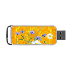 Flowers Daisy Floral Yellow Blue Portable Usb Flash (two Sides)