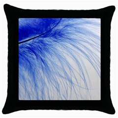 Feather Blue Colored Throw Pillow Case (black) by Nexatart