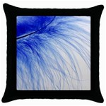 Feather Blue Colored Throw Pillow Case (Black) Front