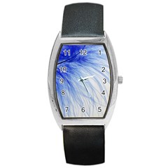 Feather Blue Colored Barrel Style Metal Watch