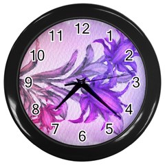 Flowers Flower Purple Flower Wall Clocks (black)