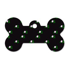 Pink Flowers On Black Big Dog Tag Bone (one Side) by snowwhitegirl