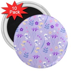 Violet,lavender,cute,floral,pink,purple,pattern,girly,modern,trendy 3  Magnets (10 Pack)  by NouveauDesign