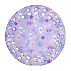 Violet,lavender,cute,floral,pink,purple,pattern,girly,modern,trendy Round Filigree Ornament (two Sides) by NouveauDesign