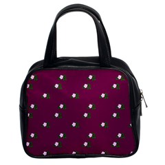 Pink Flowers Magenta Big Classic Handbags (2 Sides)