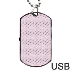 Pink Flowers Pink Dog Tag Usb Flash (one Side)