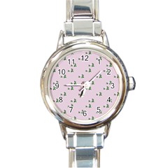 Pink Flowers Pink Big Round Italian Charm Watch by snowwhitegirl