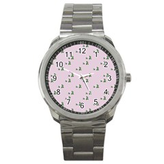 Pink Flowers Pink Big Sport Metal Watch by snowwhitegirl