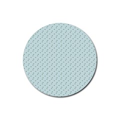 Pink Flowers Blue Rubber Coaster (round) 