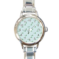 Pink Flowers Blue Big Round Italian Charm Watch