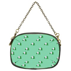 Pink Flowers Green Big Chain Purses (two Sides)  by snowwhitegirl