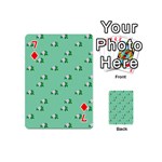 Pink Flowers Green Big Playing Cards 54 (Mini)  Front - Diamond7