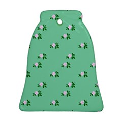 Pink Flowers Green Big Bell Ornament (two Sides)