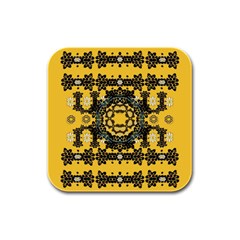 Ornate Circulate Is Festive In A Flower Wreath Decorative Rubber Square Coaster (4 Pack)  by pepitasart