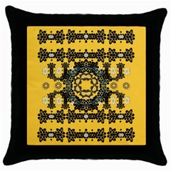 Ornate Circulate Is Festive In A Flower Wreath Decorative Throw Pillow Case (black) by pepitasart