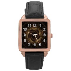 Beads Fractal Abstract Pattern Rose Gold Leather Watch  by Nexatart