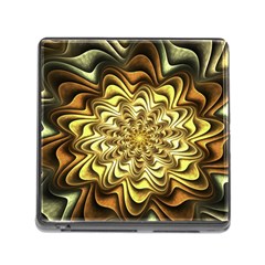 Fractal Flower Petals Gold Memory Card Reader (square)