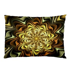 Fractal Flower Petals Gold Pillow Case (two Sides) by Nexatart